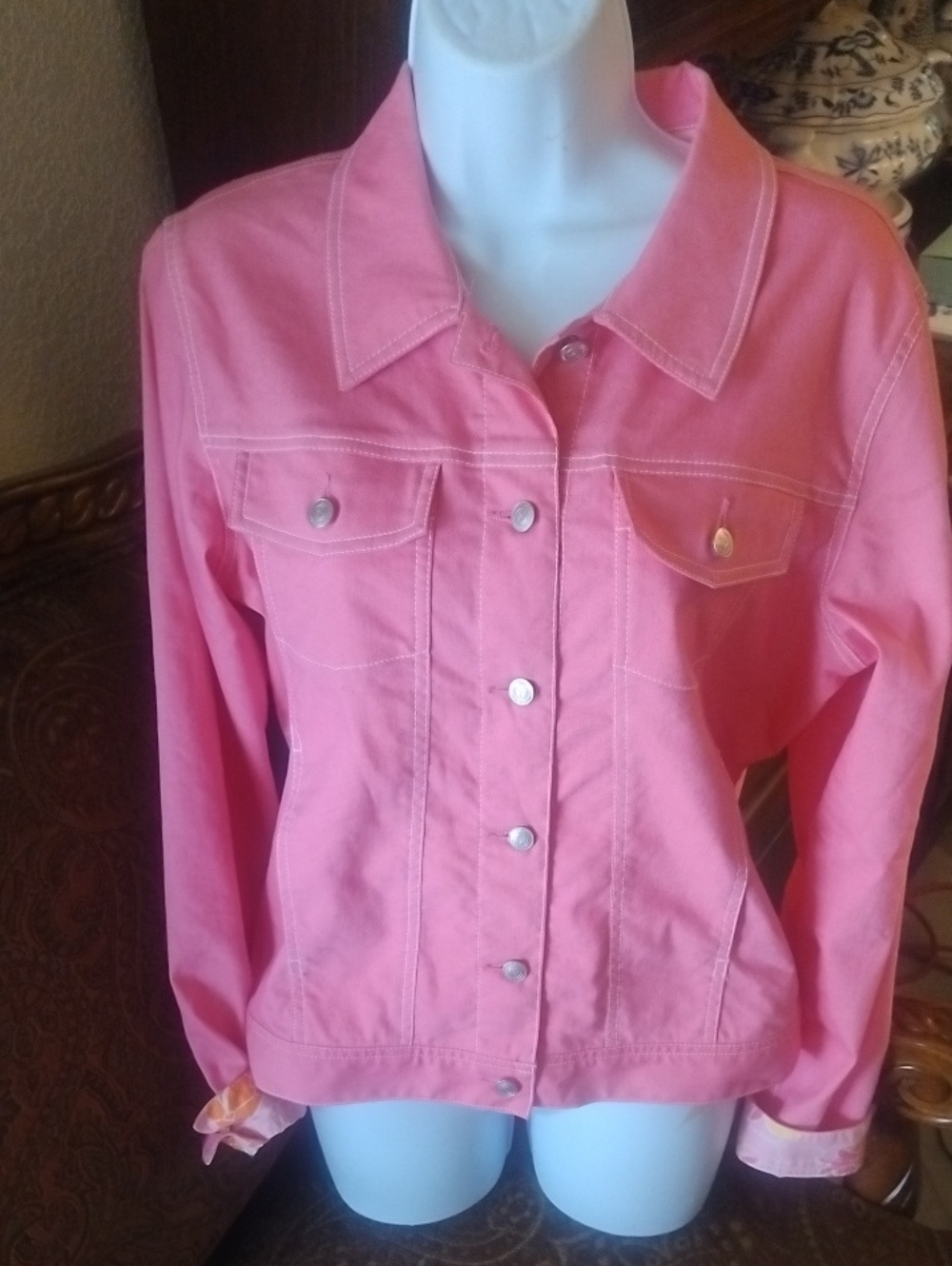 Lilly Pulitzer '90S Pink Women’s Button-Front Denim Jacket